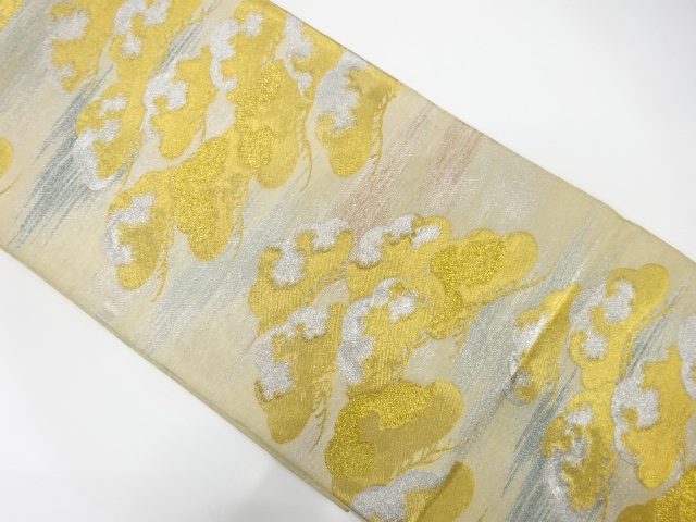 アンティーク　霞に笠松模様織り出し袋帯（材料）